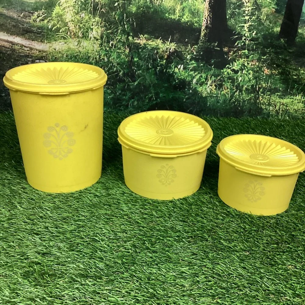 Vintage Tupperware Containers Sunburst Yellow (5)